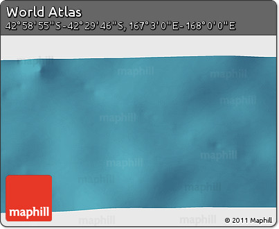 Satellite 3D Map of the Area around 42° 44' 20" S, 167° 31' 30" E