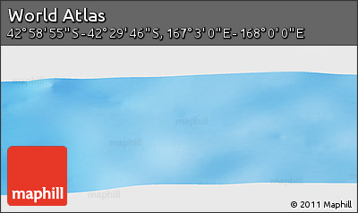 Physical Panoramic Map of the Area around 42° 44' 20" S, 167° 31' 30" E