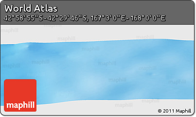 Physical Panoramic Map of the Area around 42° 44' 20" S, 167° 31' 30" E