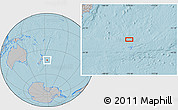Gray Location Map of the area around 42° 44' 20" S, 176° 43' 29" W, hill shading