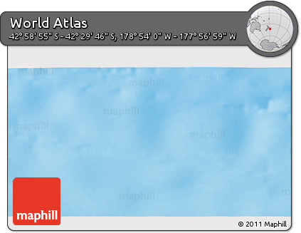 Physical 3D Map of the Area around 42° 44' 20" S, 178° 25' 30" W