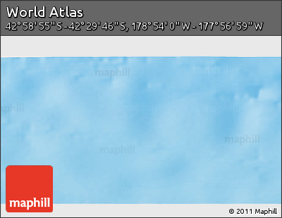 Physical 3D Map of the Area around 42° 44' 20" S, 178° 25' 30" W