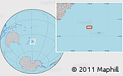 Gray Location Map of the area around 42° 44' 20" S, 178° 25' 30" W