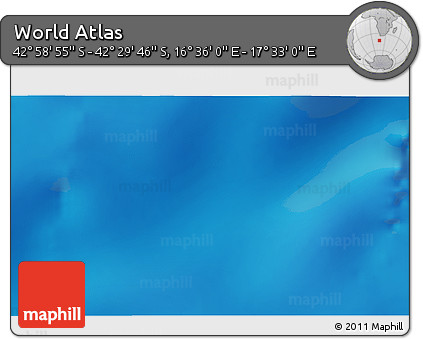 Physical 3D Map of the Area around 42° 44' 20" S, 17° 4' 30" E