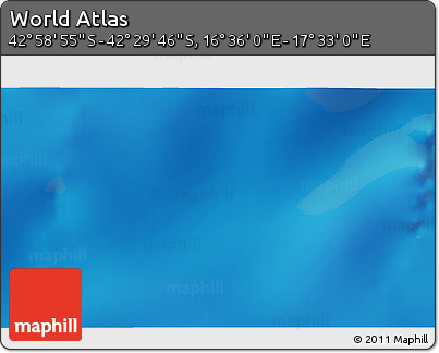 Physical 3D Map of the Area around 42° 44' 20" S, 17° 4' 30" E