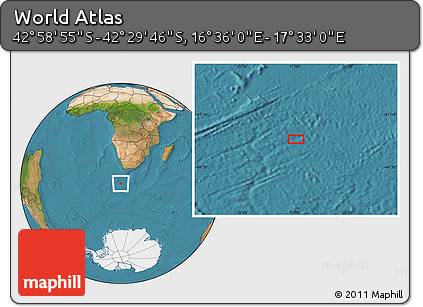 Satellite Location Map of the Area around 42° 44' 20" S, 17° 4' 30" E