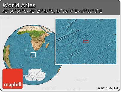 Satellite Location Map of the Area around 42° 44' 20" S, 17° 4' 30" E