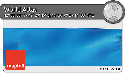 Physical Panoramic Map of the Area around 42° 44' 20" S, 17° 4' 30" E
