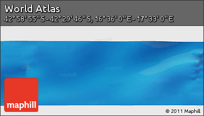 Physical Panoramic Map of the Area around 42° 44' 20" S, 17° 4' 30" E