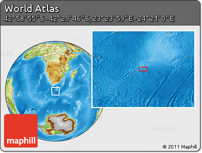 Physical Location Map of the Area around 42° 44' 20" S, 23° 52' 30" E