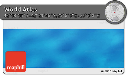 Physical Panoramic Map of the Area around 42° 44' 20" S, 25° 34' 30" E