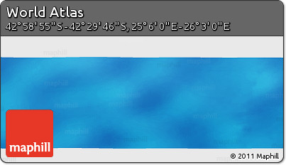 Physical Panoramic Map of the Area around 42° 44' 20" S, 25° 34' 30" E