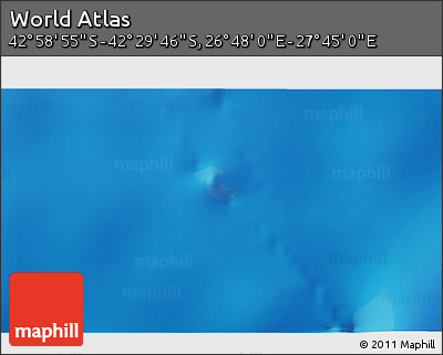 Shaded Relief 3D Map of the Area around 42° 44' 20" S, 27° 16' 29" E
