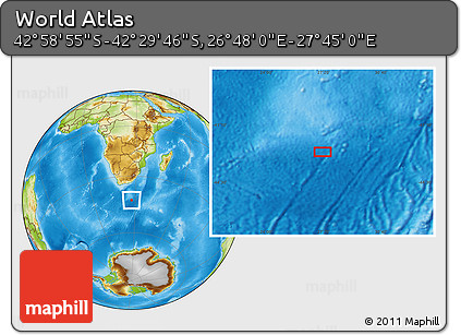Physical Location Map of the Area around 42° 44' 20" S, 27° 16' 29" E