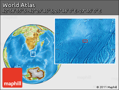 Physical Location Map of the Area around 42° 44' 20" S, 27° 16' 29" E