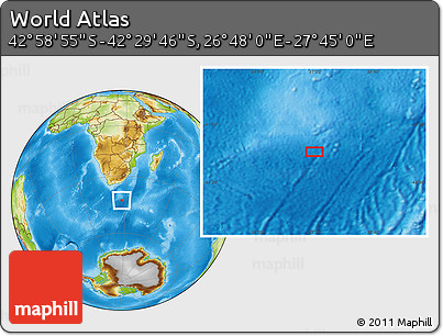 Physical Location Map of the Area around 42° 44' 20" S, 27° 16' 29" E
