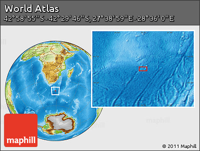 Physical Location Map of the Area around 42° 44' 20" S, 28° 7' 30" E