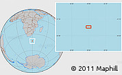 Gray Location Map of the area around 42° 44' 20" S, 29° 49' 30" E