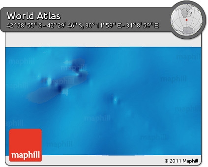 Physical 3D Map of the Area around 42° 44' 20" S, 30° 40' 29" E