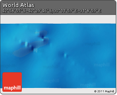 Physical 3D Map of the Area around 42° 44' 20" S, 30° 40' 29" E