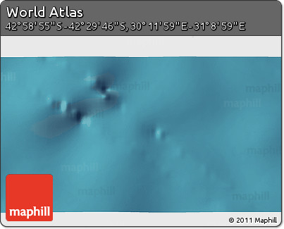 Satellite 3D Map of the Area around 42° 44' 20" S, 30° 40' 29" E