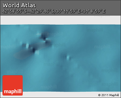 Satellite 3D Map of the Area around 42° 44' 20" S, 30° 40' 29" E