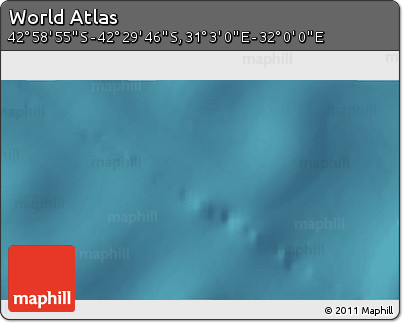 Satellite 3D Map of the Area around 42° 44' 20" S, 31° 31' 29" E