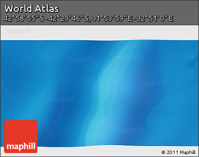 Physical 3D Map of the Area around 42° 44' 20" S, 32° 22' 30" E