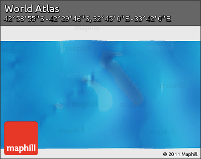 Physical 3D Map of the Area around 42° 44' 20" S, 33° 13' 30" E