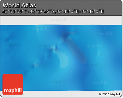 Physical 3D Map of the Area around 42° 44' 20" S, 33° 13' 30" E