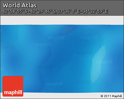 Physical 3D Map of the Area around 42° 44' 20" S, 34° 4' 30" E