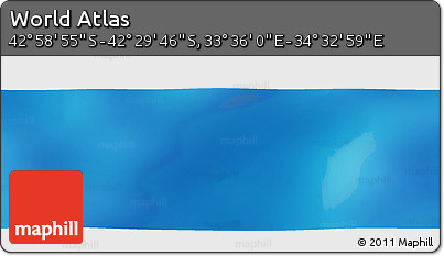 Physical Panoramic Map of the Area around 42° 44' 20" S, 34° 4' 30" E