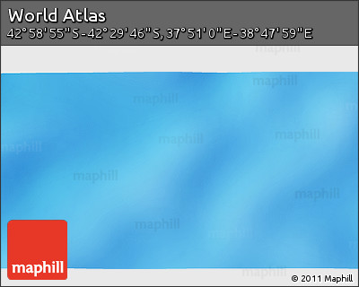 Shaded Relief 3D Map of the Area around 42° 44' 20" S, 38° 19' 30" E