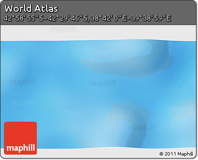 Physical 3D Map of the Area around 42° 44' 20" S, 39° 10' 29" E