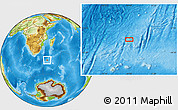 Physical Location Map of the area around 42° 44' 20" S, 40° 1' 29" E