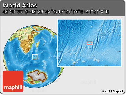 Physical Location Map of the Area around 42° 44' 20" S, 40° 52' 30" E