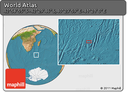 Satellite Location Map of the Area around 42° 44' 20" S, 40° 52' 30" E