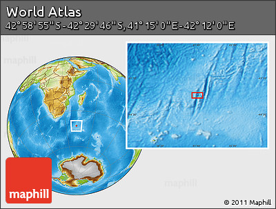 Physical Location Map of the Area around 42° 44' 20" S, 41° 43' 30" E