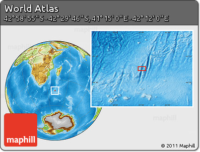 Physical Location Map of the Area around 42° 44' 20" S, 41° 43' 30" E