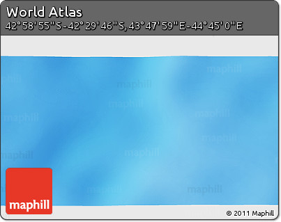 Shaded Relief 3D Map of the Area around 42° 44' 20" S, 44° 16' 29" E