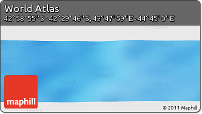 Physical Panoramic Map of the Area around 42° 44' 20" S, 44° 16' 29" E