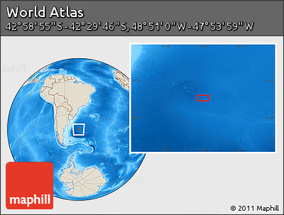 Shaded Relief Location Map of the Area around 42° 44' 20" S, 48° 22' 30" W