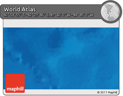 Physical 3D Map of the Area around 42° 44' 20" S, 49° 13' 30" W