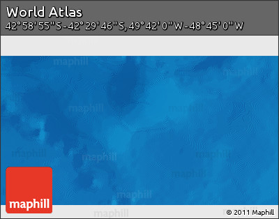 Physical 3D Map of the Area around 42° 44' 20" S, 49° 13' 30" W
