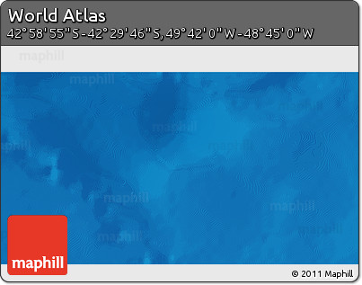 Physical 3D Map of the Area around 42° 44' 20" S, 49° 13' 30" W