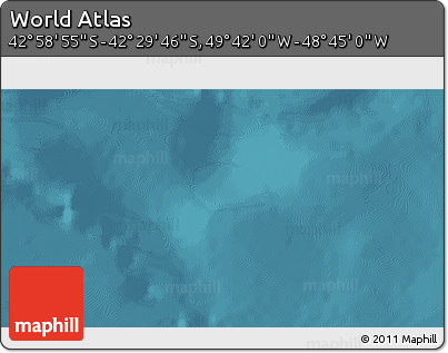 Satellite 3D Map of the Area around 42° 44' 20" S, 49° 13' 30" W
