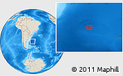 Shaded Relief Location Map of the area around 42° 44' 20" S, 49° 13' 30" W