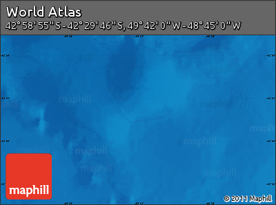 Physical Map of the Area around 42° 44' 20" S, 49° 13' 30" W