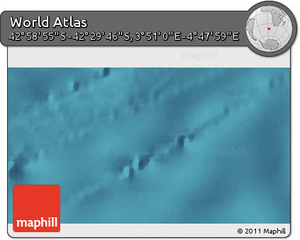 Satellite 3D Map of the Area around 42° 44' 20" S, 4° 19' 30" E
