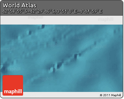 Satellite 3D Map of the Area around 42° 44' 20" S, 4° 19' 30" E